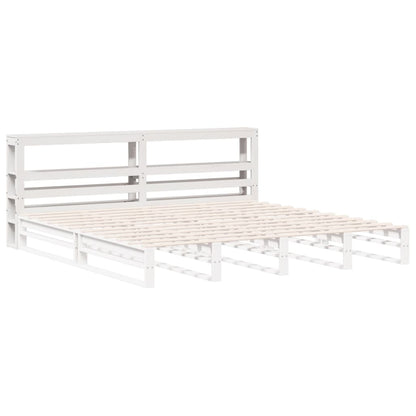 Hoofdbord met schappen 180 cm massief grenenhout wit