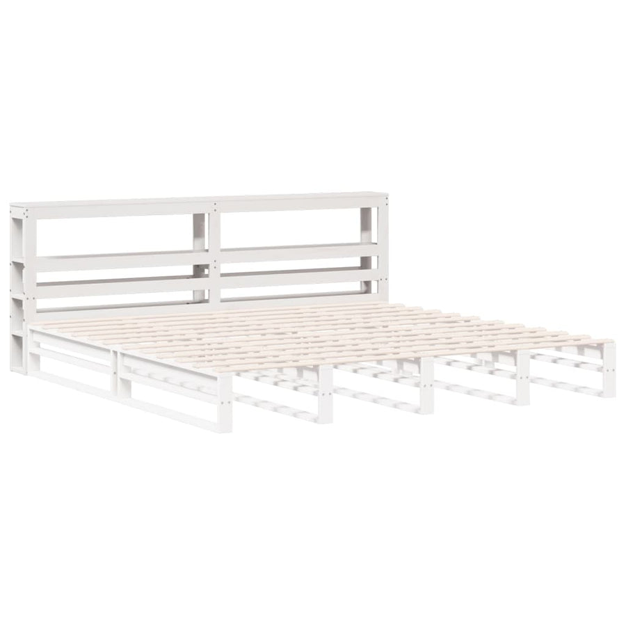 Hoofdbord met schappen 180 cm massief grenenhout wit