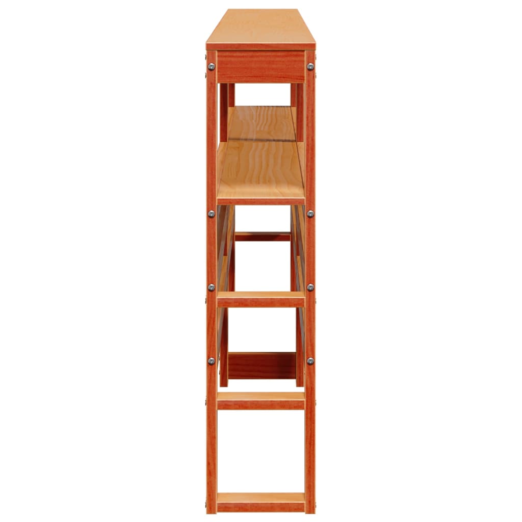 Hoofdbord met schappen 180 cm massief grenenhout wasbruin