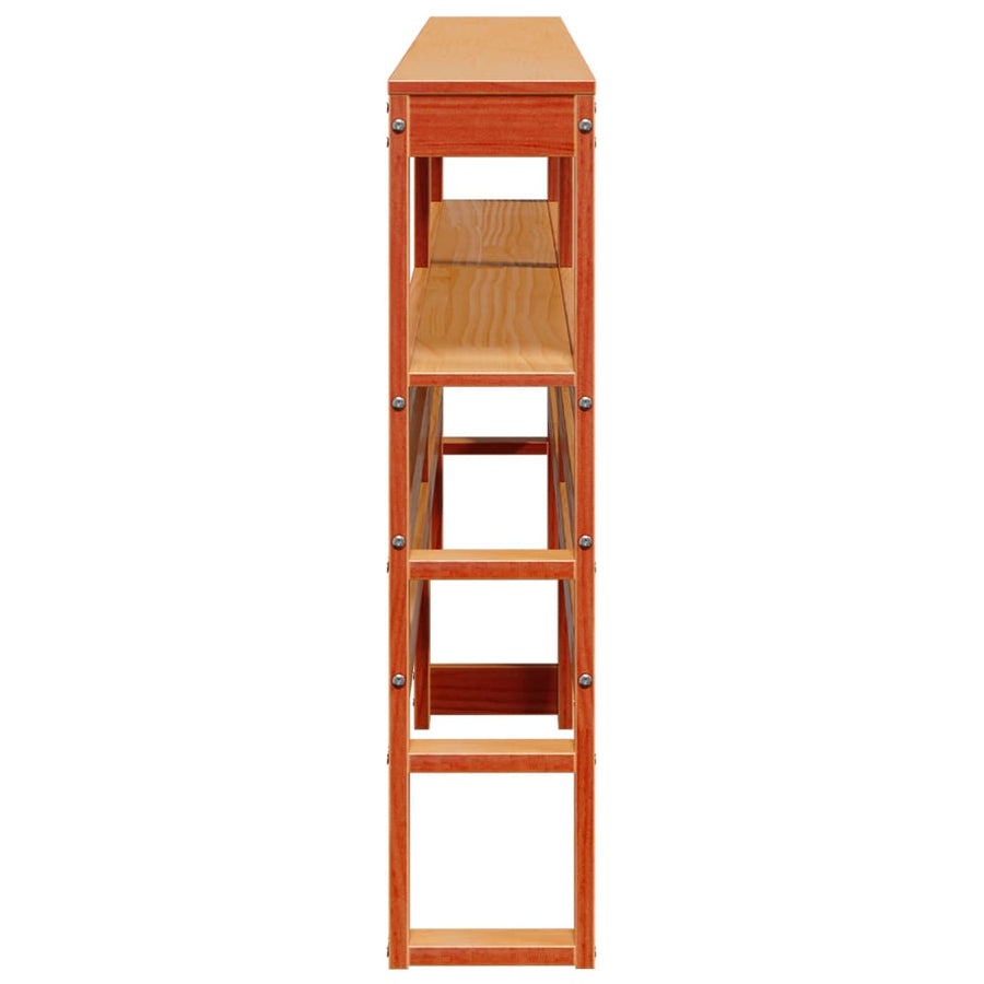 Hoofdbord met schappen 180 cm massief grenenhout wasbruin