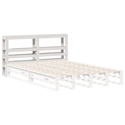 Hoofdbord met schappen 160 cm massief grenenhout wit