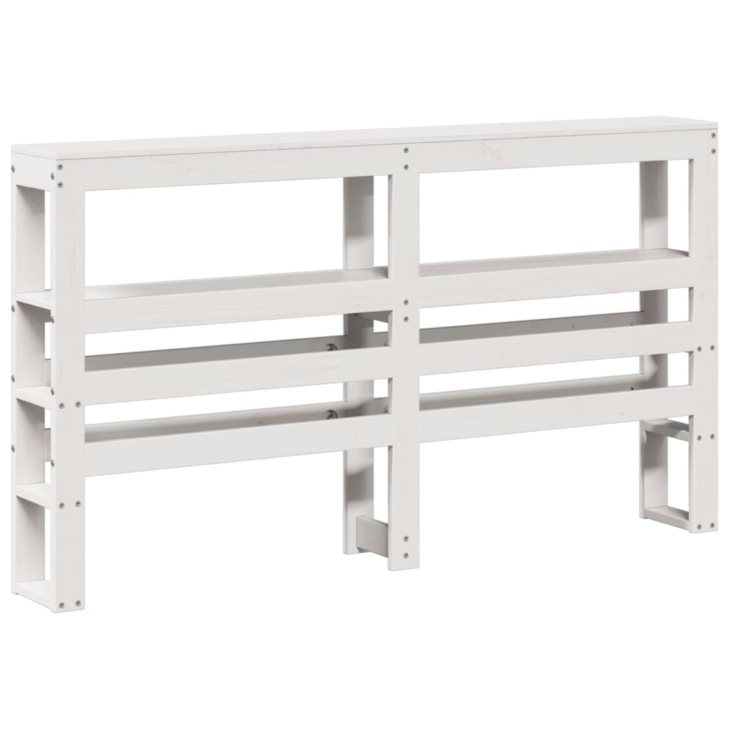 Hoofdbord met schappen 150 cm massief grenenhout wit