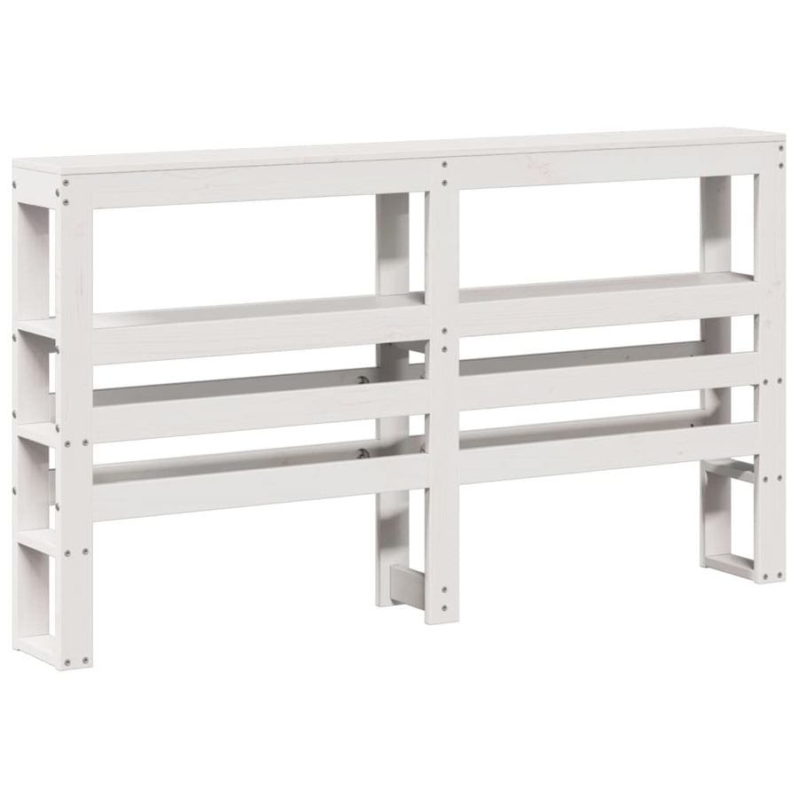 Hoofdbord met schappen 150 cm massief grenenhout wit