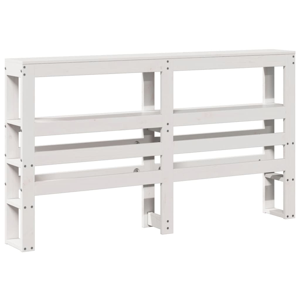 Hoofdbord met schappen 150 cm massief grenenhout wit