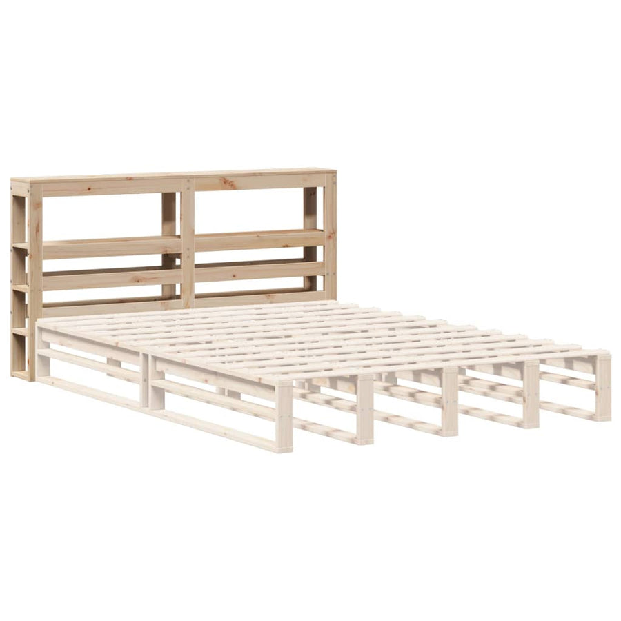Hoofdbord met schappen 140 cm massief grenenhout