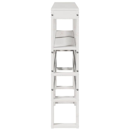 Hoofdbord met schappen 140 cm massief grenenhout wit