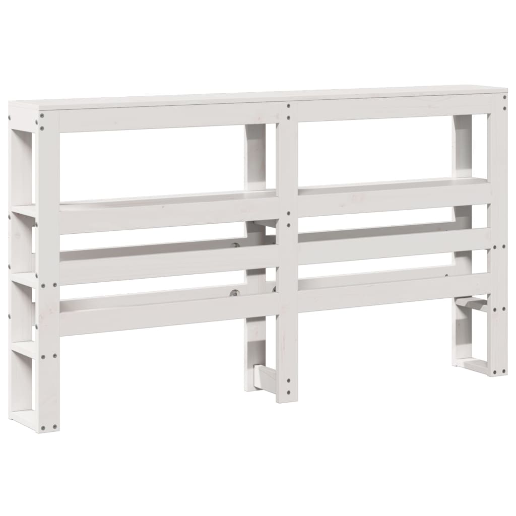 Hoofdbord met schappen 140 cm massief grenenhout wit
