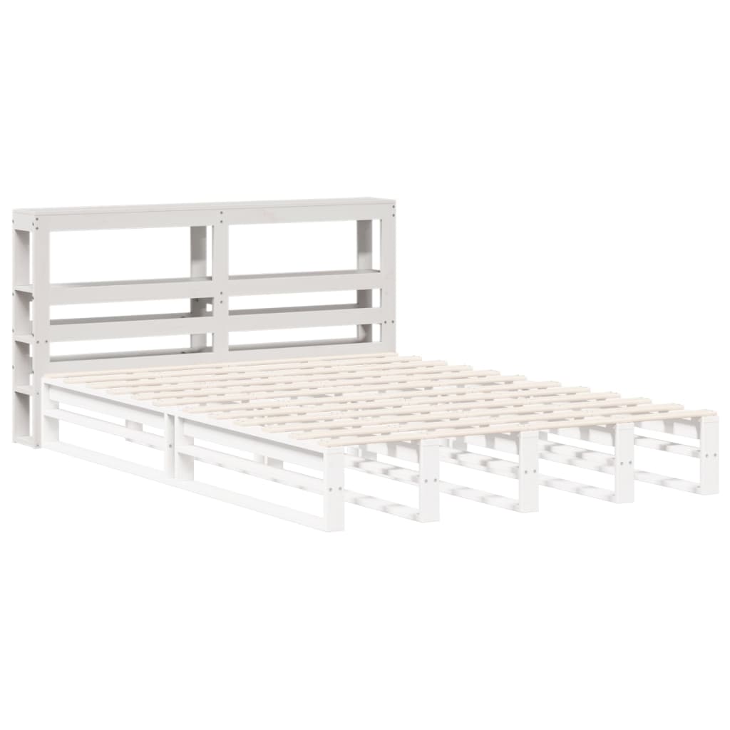 Hoofdbord met schappen 135 cm massief grenenhout wit