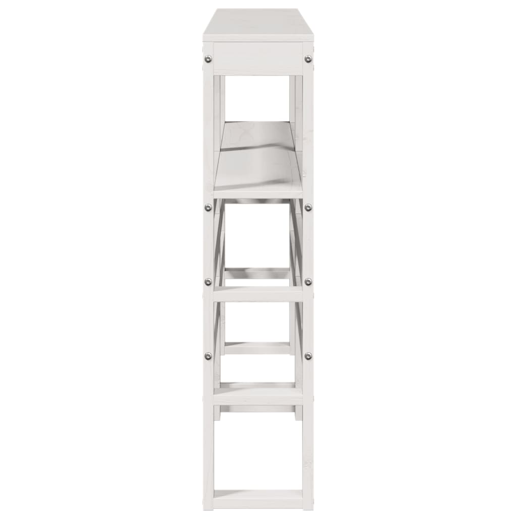 Hoofdbord met schappen 135 cm massief grenenhout wit
