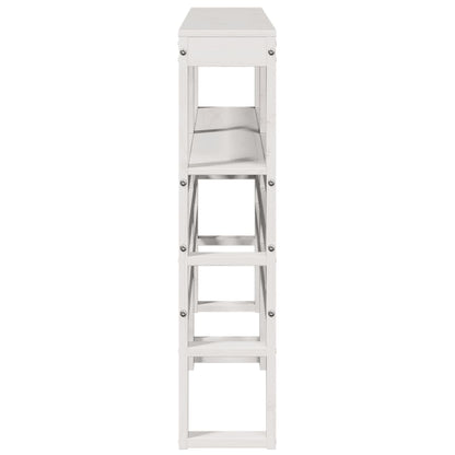 Hoofdbord met schappen 135 cm massief grenenhout wit