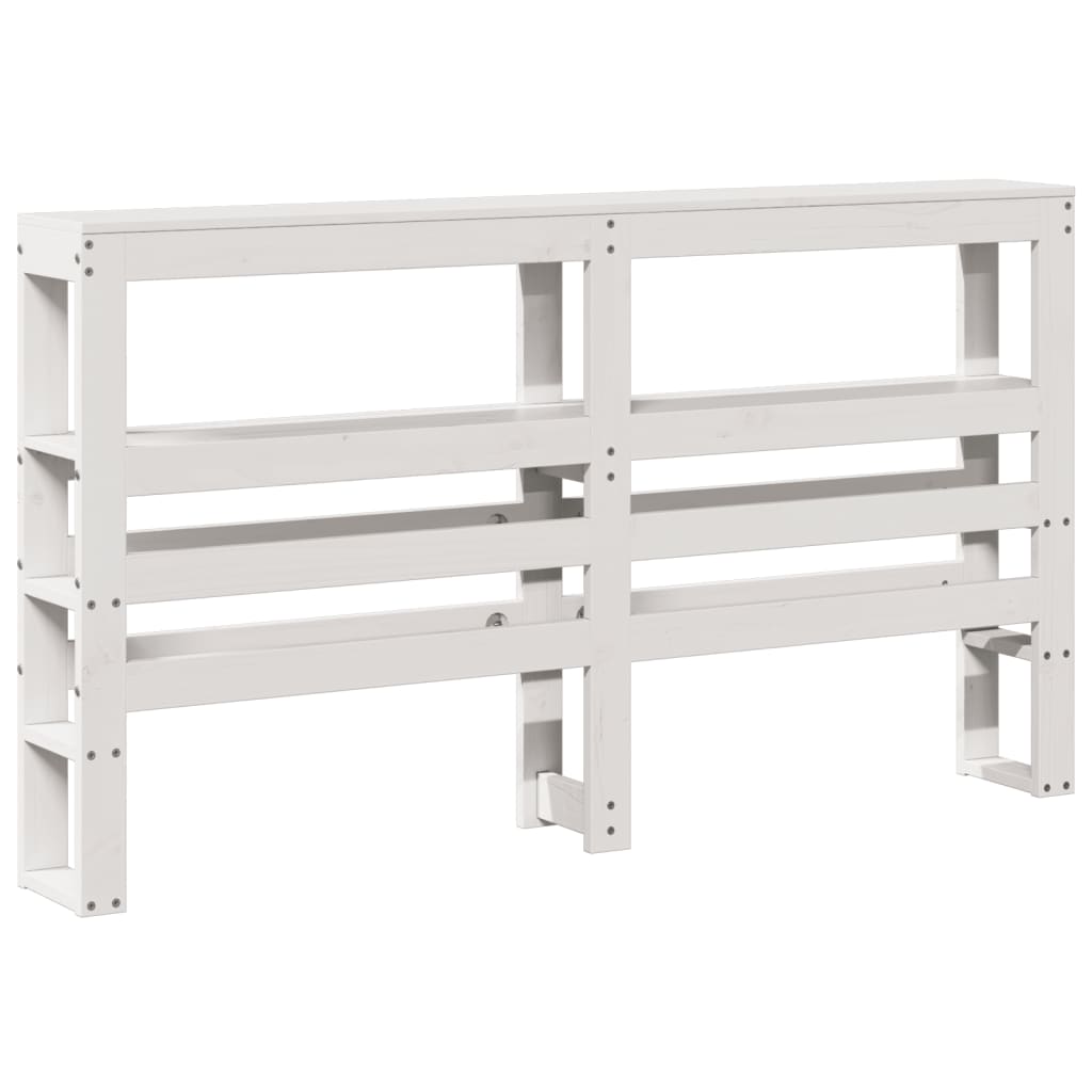 Hoofdbord met schappen 135 cm massief grenenhout wit