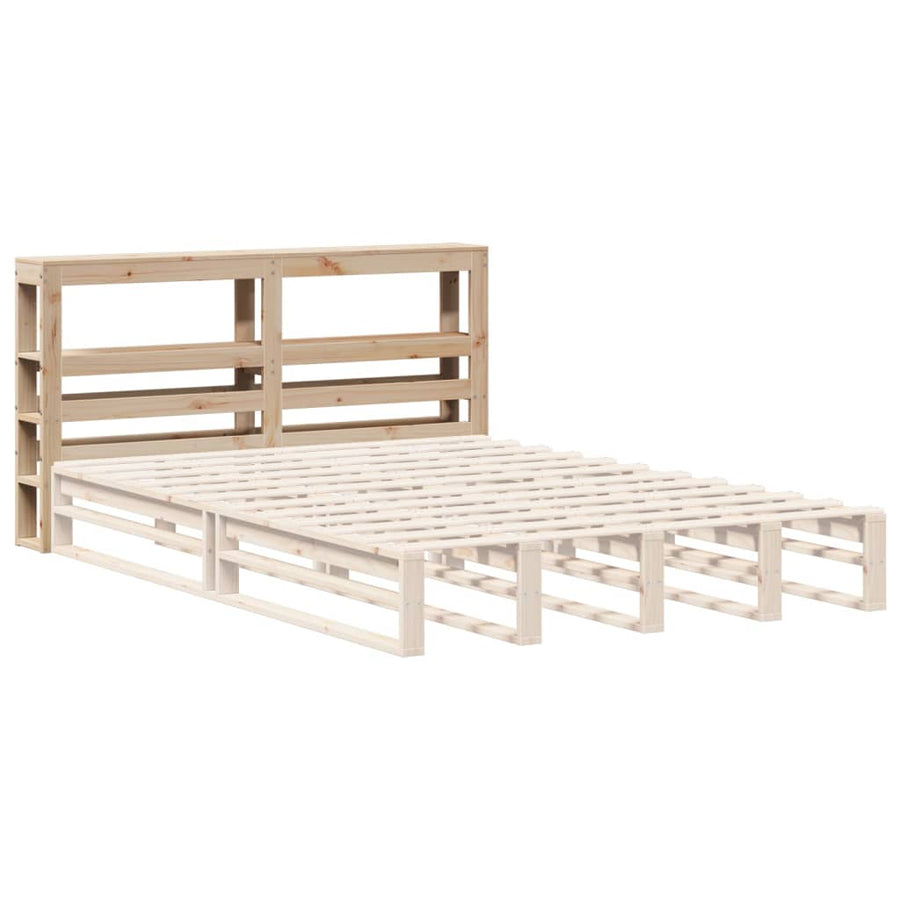 Hoofdbord met schappen 120 cm massief grenenhout