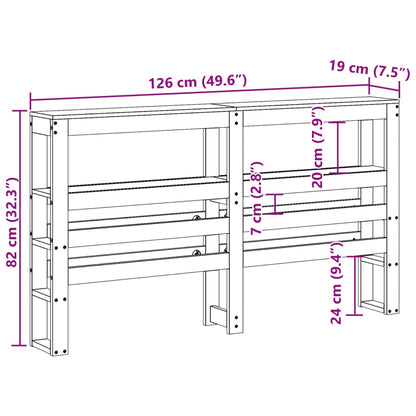 Hoofdbord met schappen 120 cm massief grenenhout