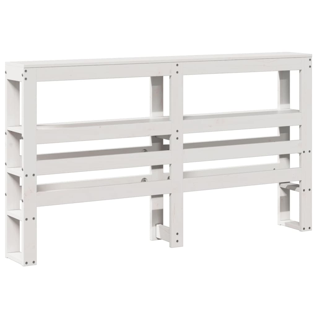 Hoofdbord met schappen 120 cm massief grenenhout wit