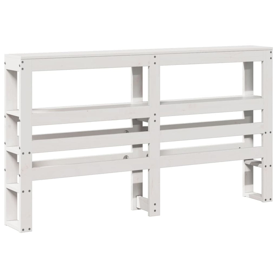 Hoofdbord met schappen 120 cm massief grenenhout wit