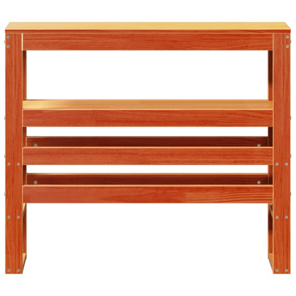 Hoofdbord met schappen 100 cm massief grenenhout wasbruin