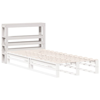Hoofdbord met schappen 75 cm massief grenenhout wit
