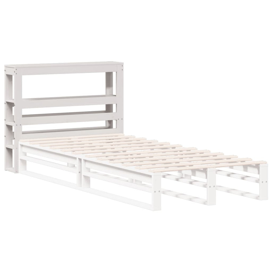 Hoofdbord met schappen 75 cm massief grenenhout wit