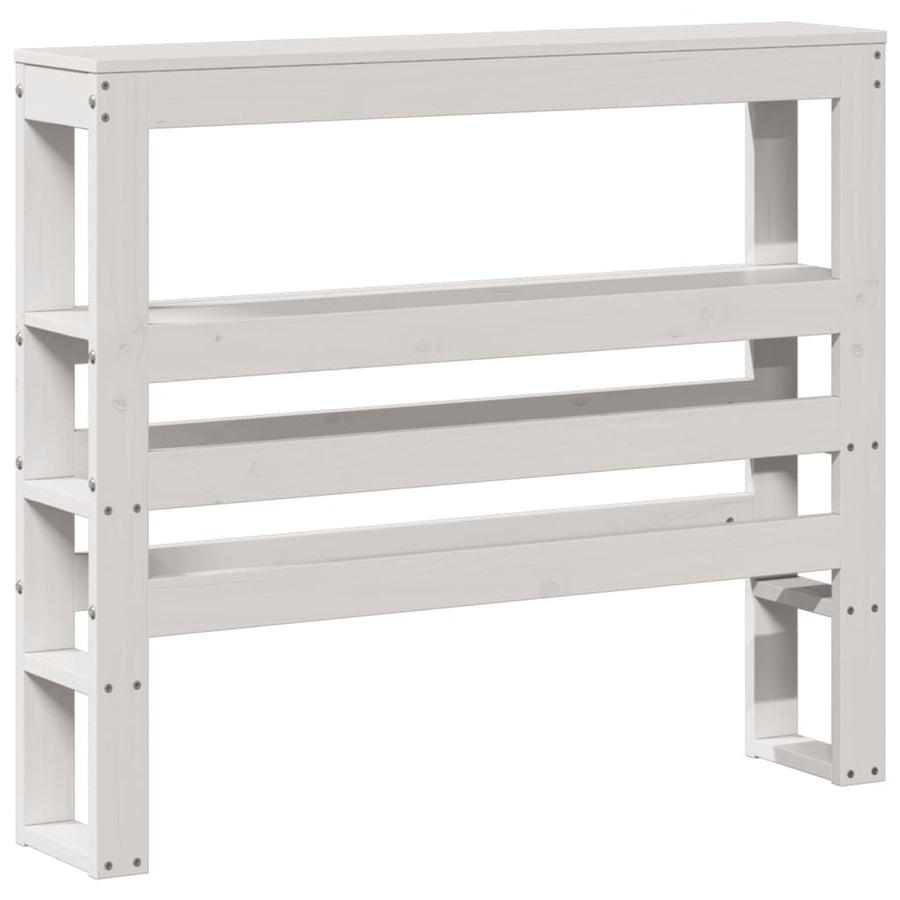 Hoofdbord met schappen 75 cm massief grenenhout wit