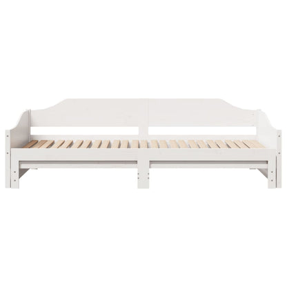 Slaapbank met onderschuifbed 90x200 cm massief grenenhout wit
