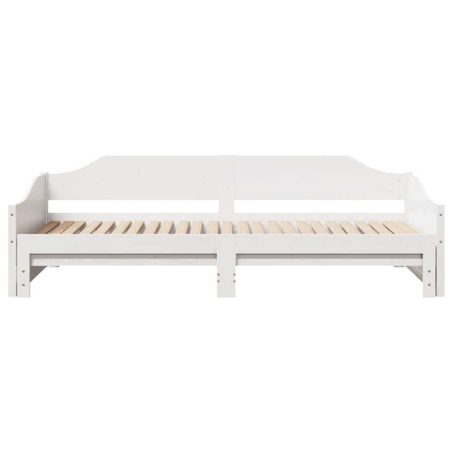 Slaapbank met onderschuifbed 90x200 cm massief grenenhout wit