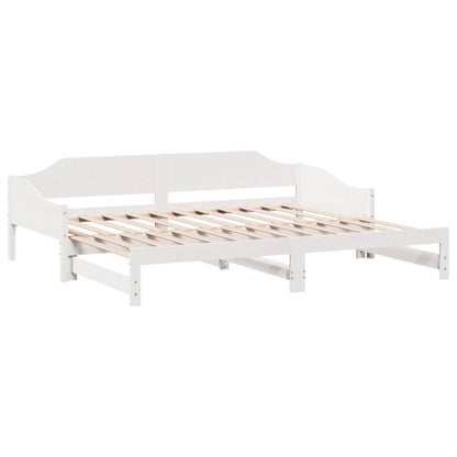 Slaapbank met onderschuifbed 90x200 cm massief grenenhout wit