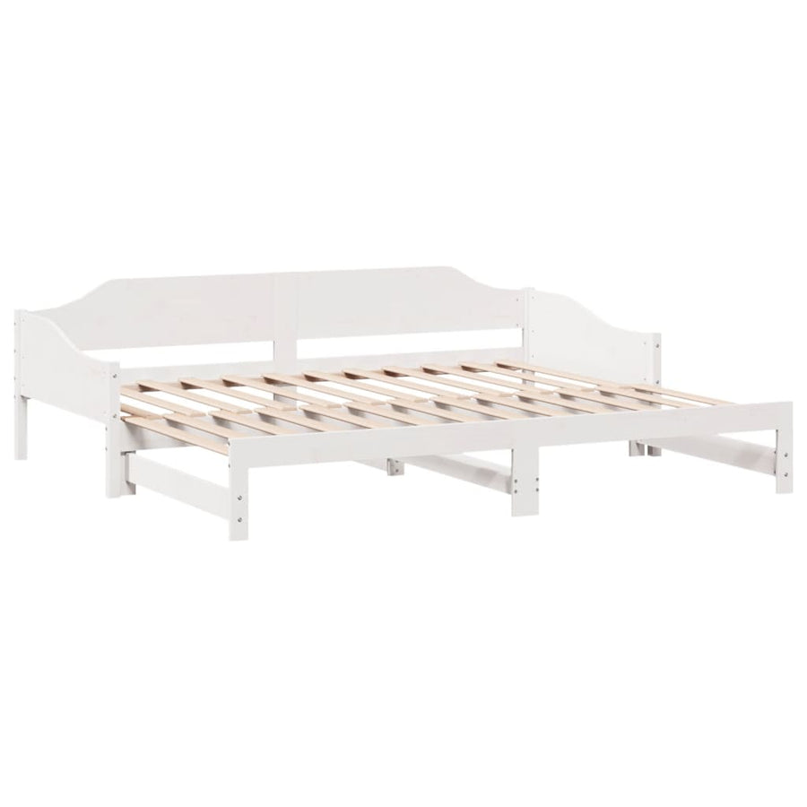 Slaapbank met onderschuifbed 90x200 cm massief grenenhout wit