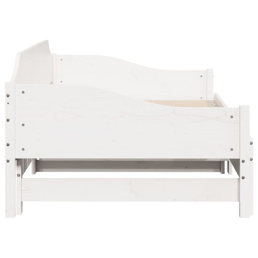 Slaapbank met onderschuifbed 90x200 cm massief grenenhout wit