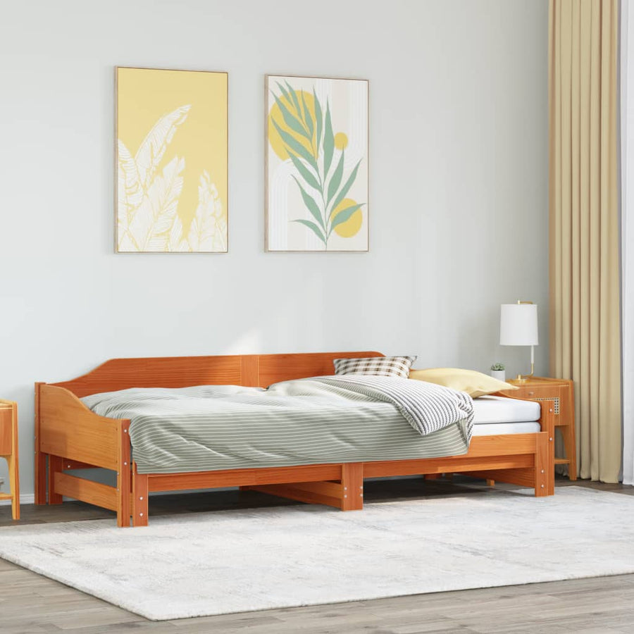 Slaapbank met onderschuifbed 90x200 cm massief grenenhout