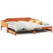 Slaapbank onderschuifbed 90x200 cm massief grenenhout wasbruin