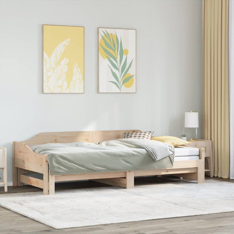 Slaapbank met onderschuifbed 90x190 cm massief grenenhout