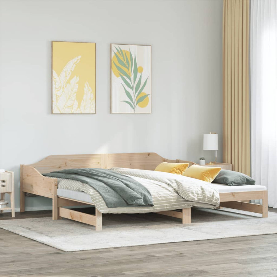 Slaapbank met onderschuifbed 90x190 cm massief grenenhout
