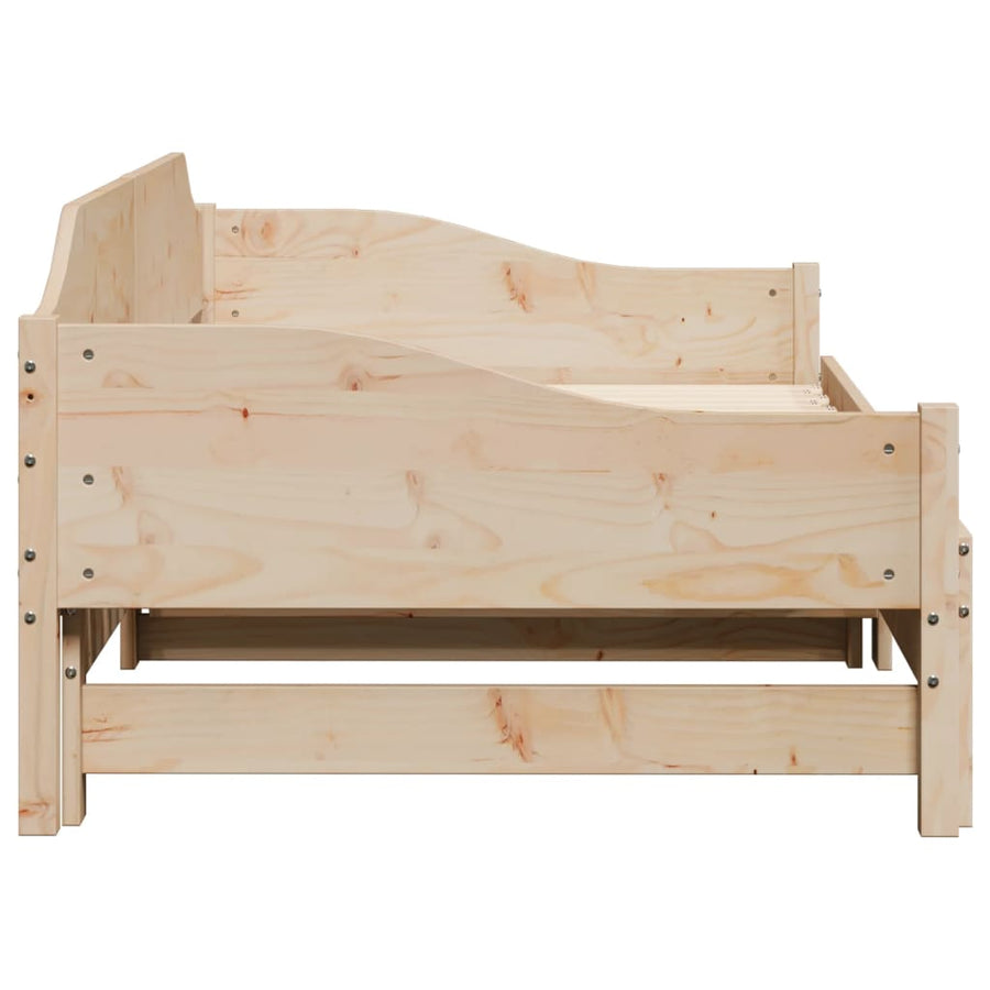 Slaapbank met onderschuifbed 90x190 cm massief grenenhout