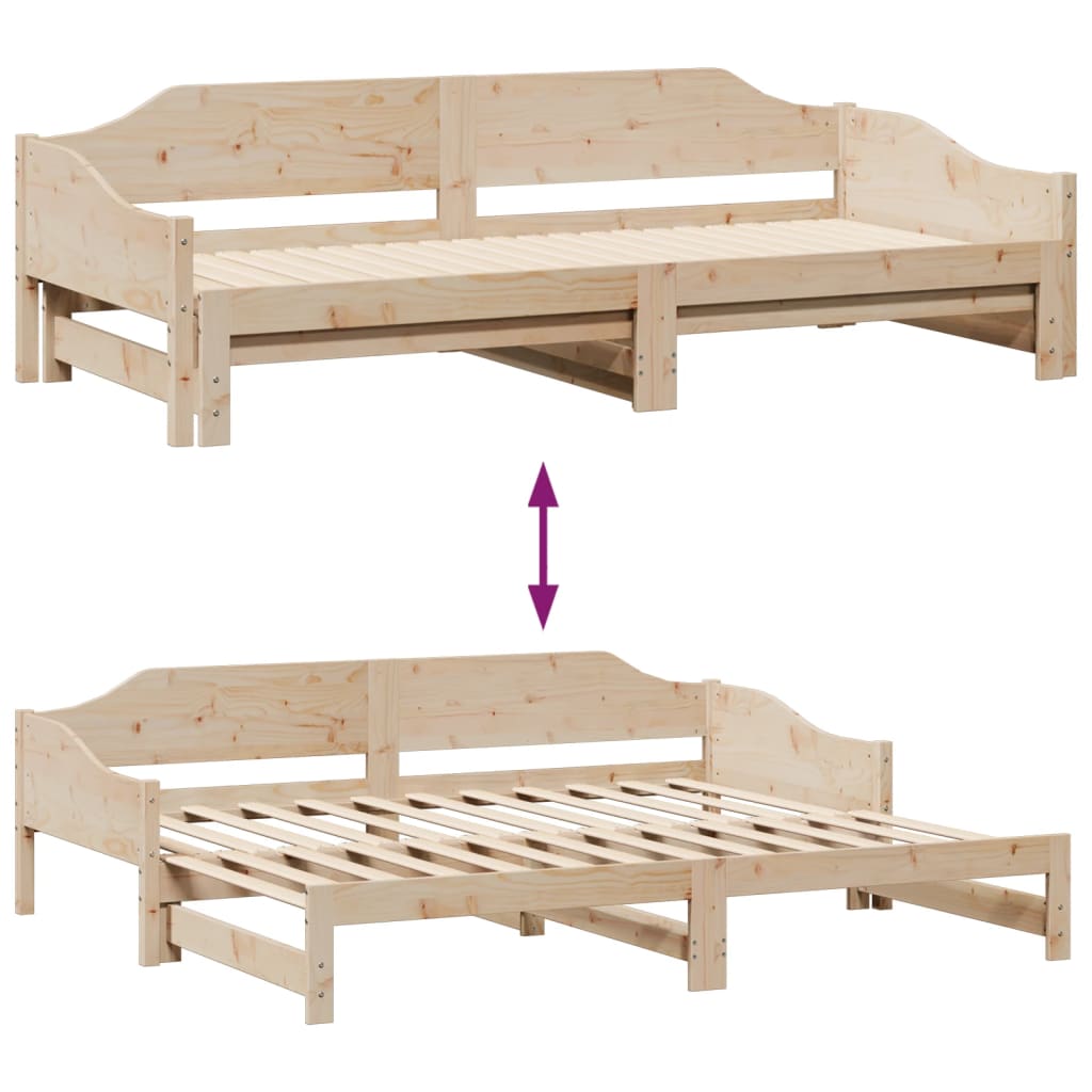 Slaapbank met onderschuifbed 90x190 cm massief grenenhout