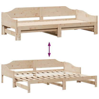 Slaapbank met onderschuifbed 90x190 cm massief grenenhout