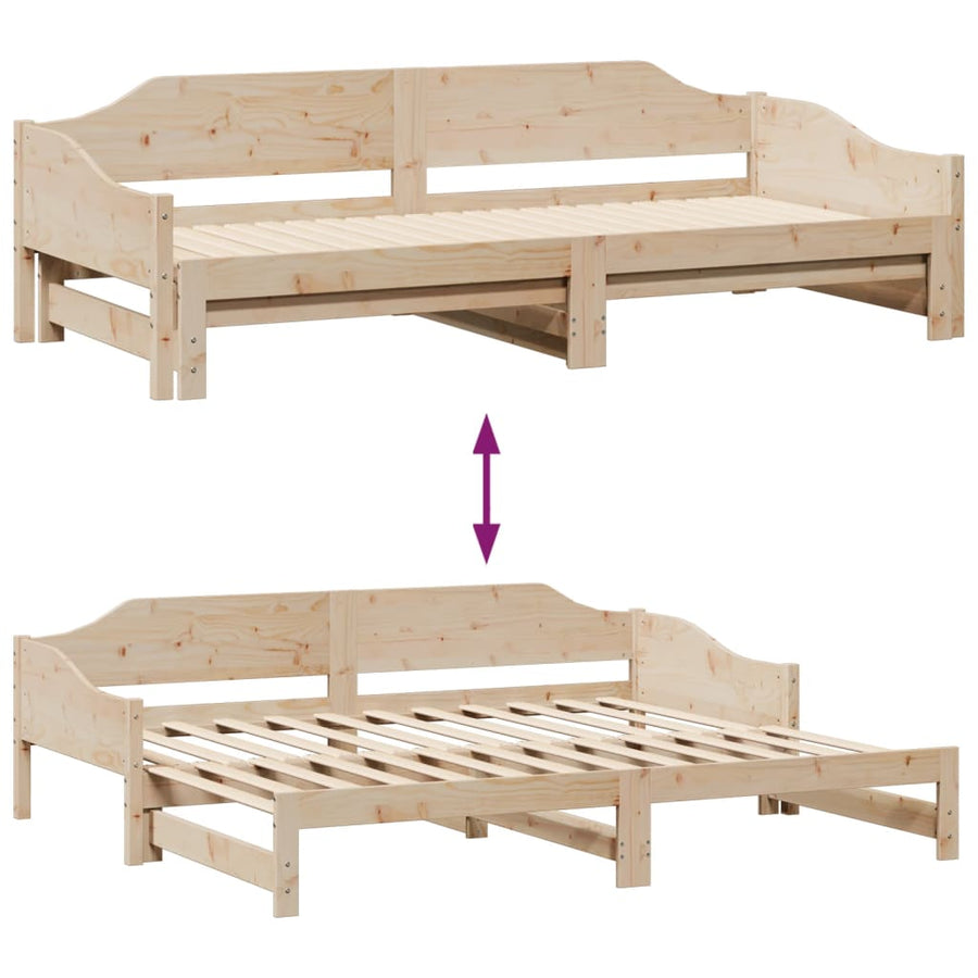 Slaapbank met onderschuifbed 90x190 cm massief grenenhout