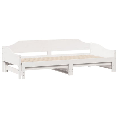 Slaapbank met onderschuifbed 90x190 cm massief grenenhout wit