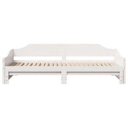 Slaapbank met onderschuifbed 90x190 cm massief grenenhout wit