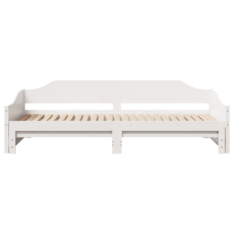 Slaapbank met onderschuifbed 90x190 cm massief grenenhout wit
