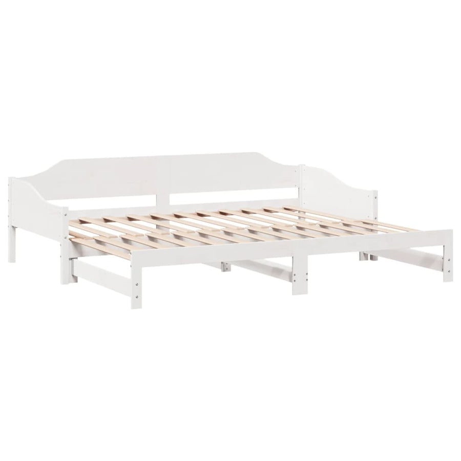 Slaapbank met onderschuifbed 90x190 cm massief grenenhout wit