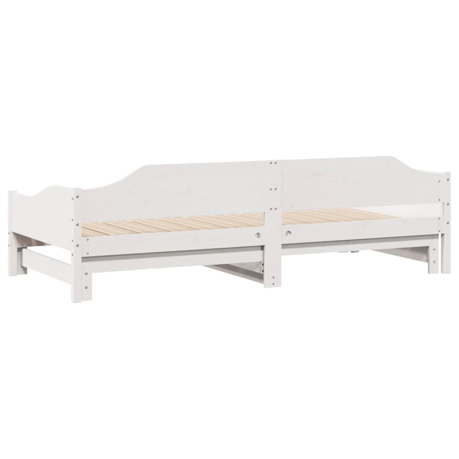 Slaapbank met onderschuifbed 90x190 cm massief grenenhout wit