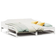 Slaapbank onderschuifbed 90x190 cm massief grenenhout wit