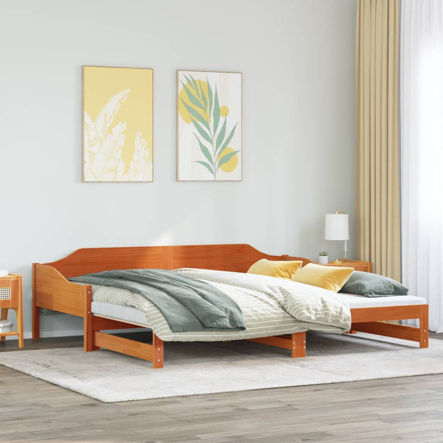 Slaapbank met onderschuifbed 90x190 cm massief grenenhout