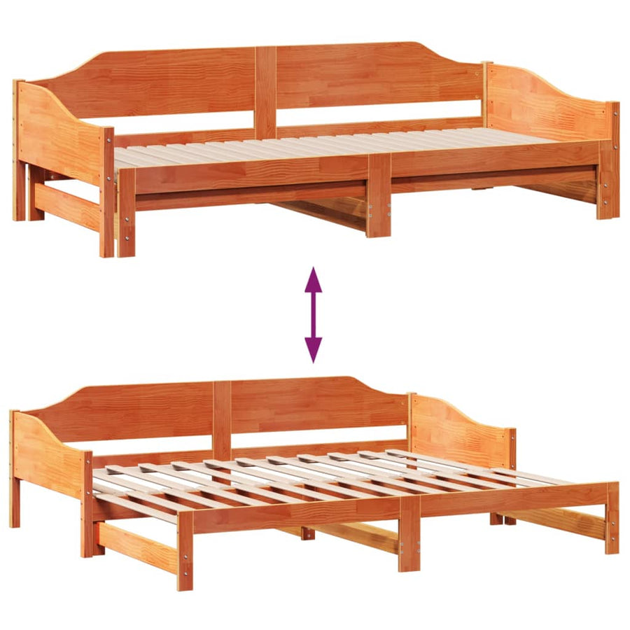 Slaapbank met onderschuifbed 90x190 cm massief grenenhout