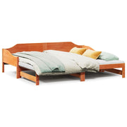 Slaapbank onderschuifbed 90x190 cm massief grenenhout wasbruin