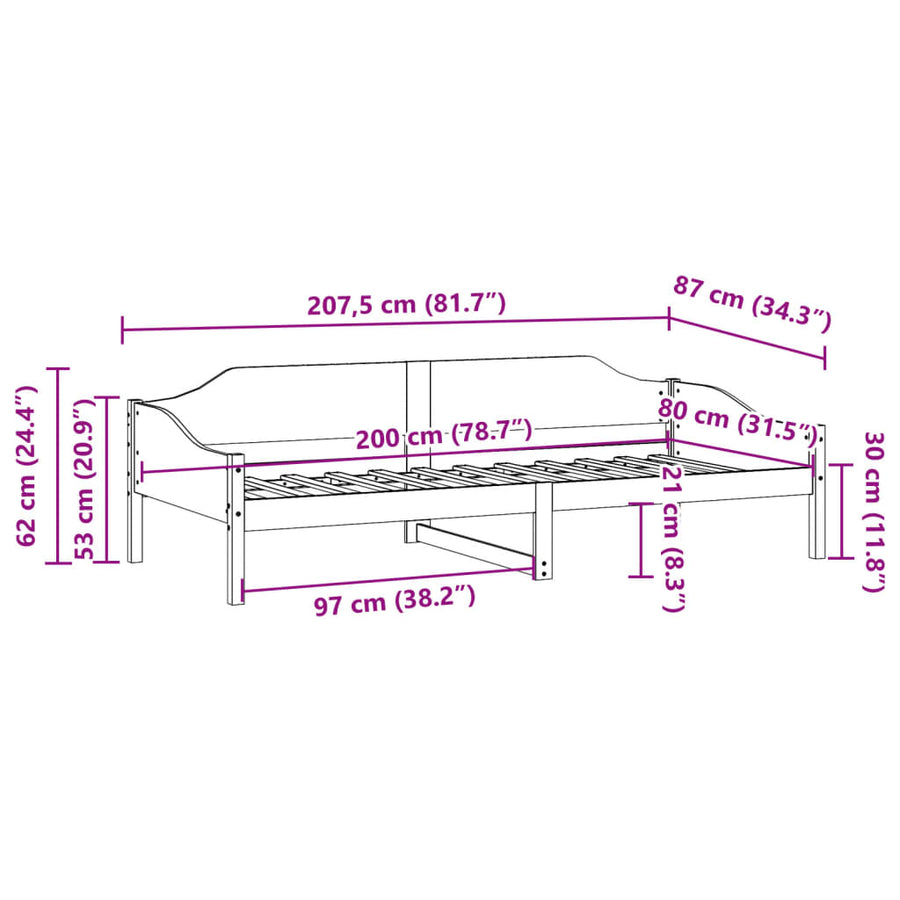 Bedframe massief grenenhout 80x200 cm