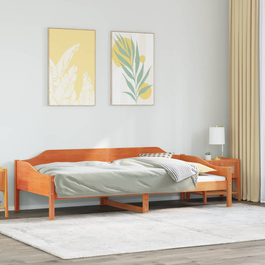 Bedframe zonder matras massief grenenhout wasbruin 80x200 cm