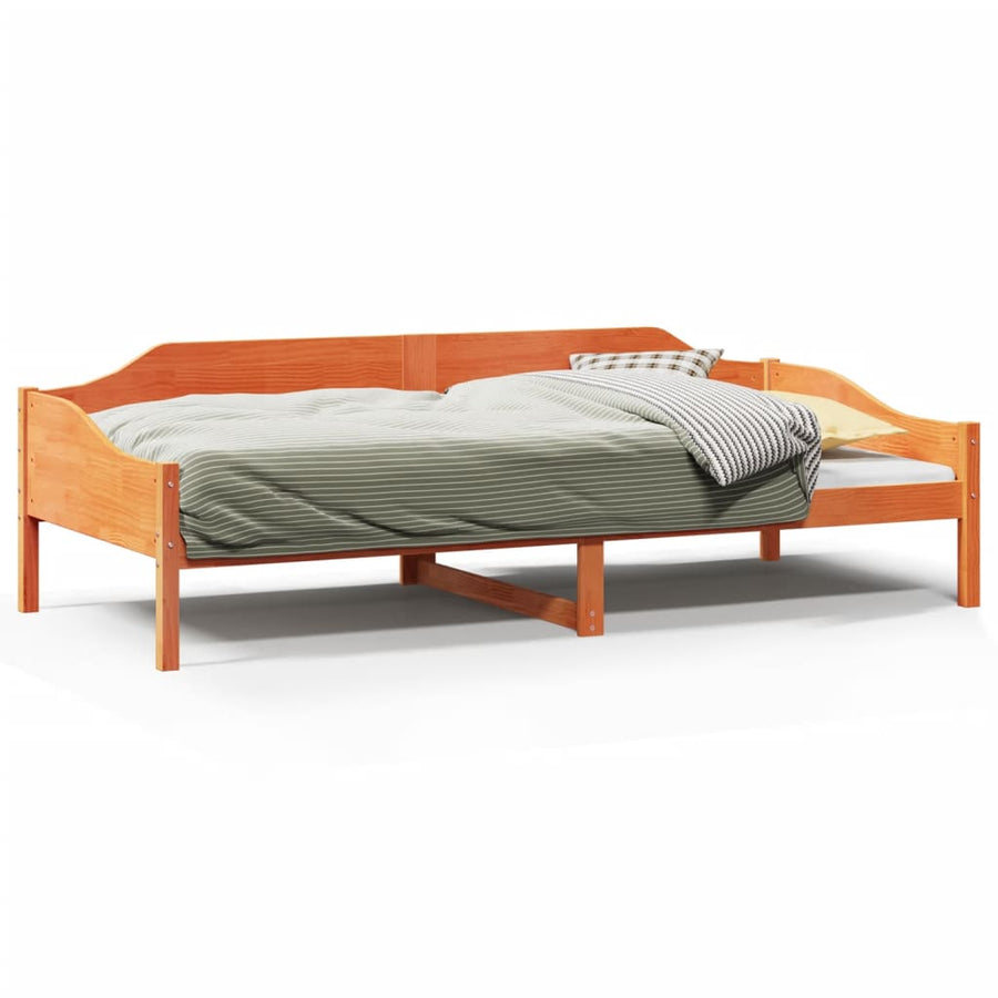 Bedframe zonder matras massief grenenhout wasbruin 90x200 cm