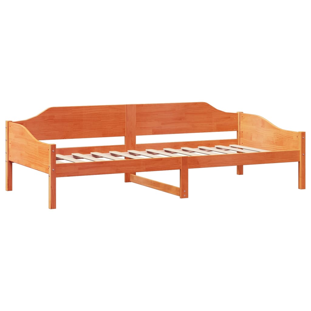 Bedframe zonder matras massief grenenhout wasbruin 90x200 cm