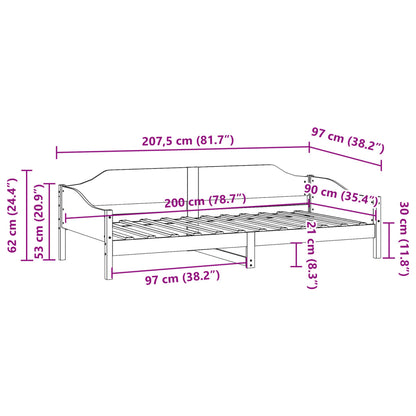 Bedframe zonder matras massief grenenhout wasbruin 90x200 cm